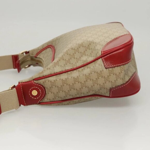 CELINE Macadam Canvas Shoulder Bag Beige Gold Auth 123951 - Picture 9 of 15